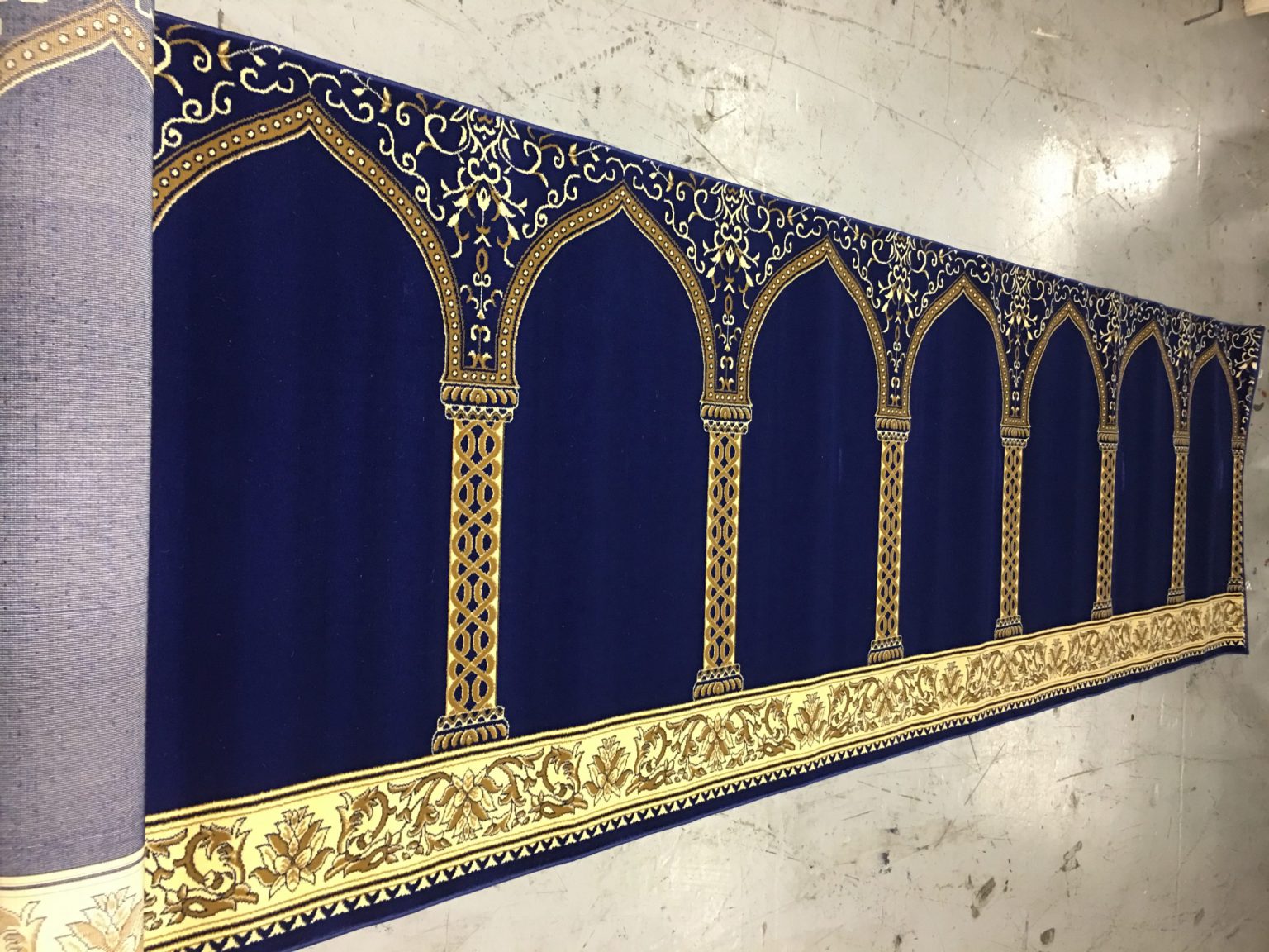 Portable Royal Blue Hira Prayer Rug Muslim Prayer Rug Musalla