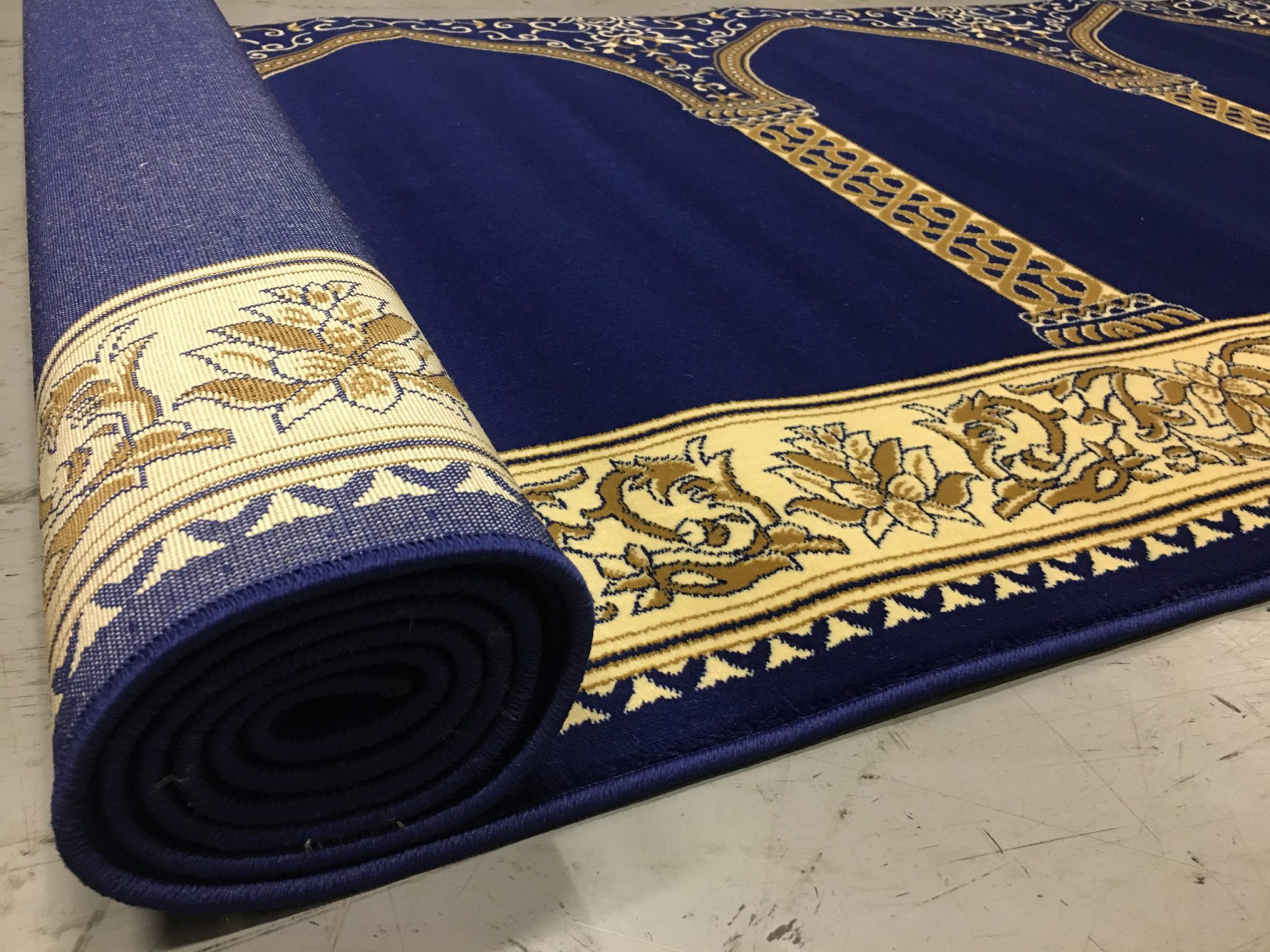 Portable Royal Blue Hira Prayer Rug Muslim Prayer Rug Musalla