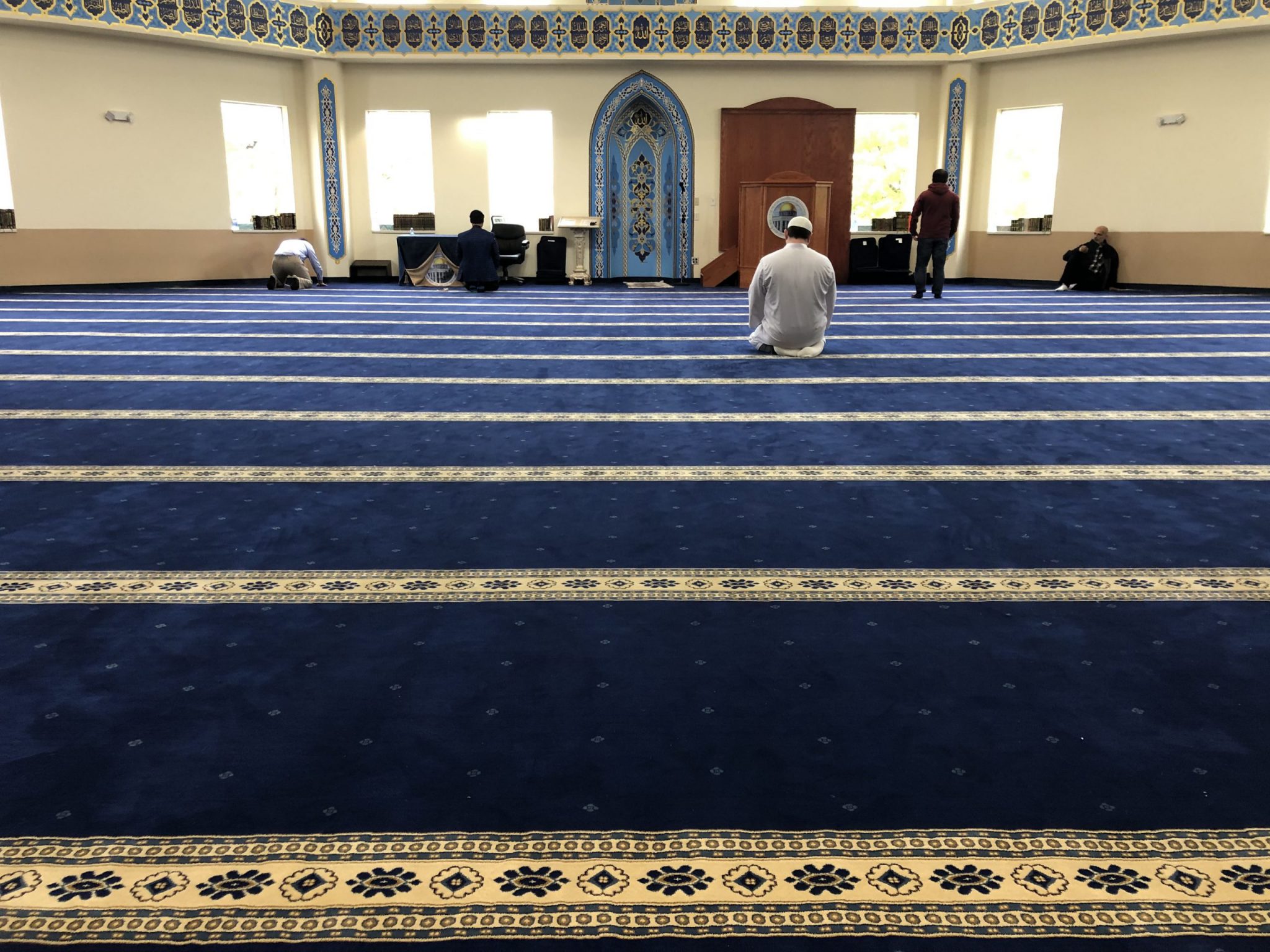 Blue Border Masjid Carpet | Mosque Prayer Carpet | Musalla Masjid