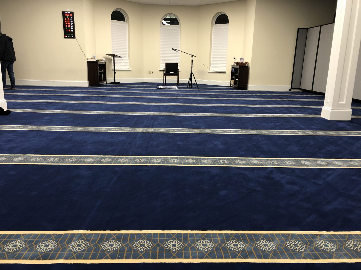 Navy Blue Border Wool Masjid Carpet | Mosque Prayer Turkish Carpet