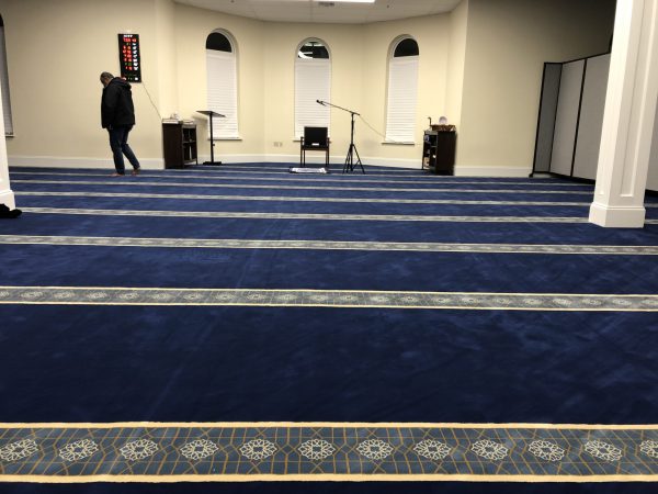 Royal Blue Border Masjid Carpet | Mosque Prayer Carpet | Musalla Masjid Carpets